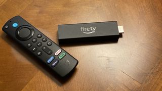 Amazon Fire TV Stick 4K Max on a coffee table