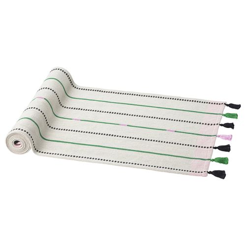 M&auml;vinn Table Runner - Off-White/green Stripe 14x51"