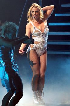 Britney Spears - WATCH: Britney's treats Jason Trawick to a steamy stage lap dance - Britney Spears Lap Dance - Britney Spears Jason Trawick - Femme Fatale Tour - Marie Claire - Marie Claire UK