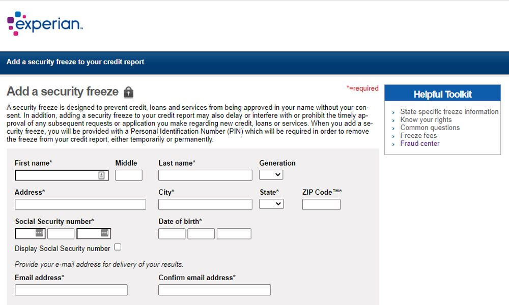 How To Put A Freeze On Experian