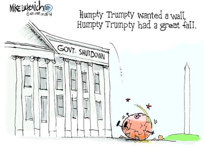 Political cartoon U.S. trump wall shutdown