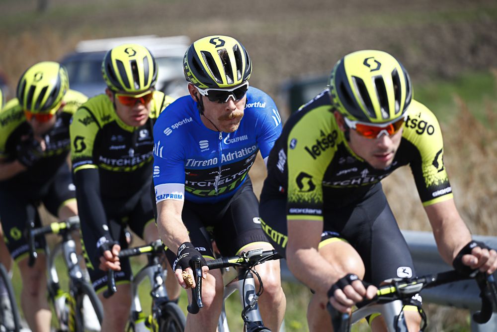 Michael Hepburn in the Mitchelton-Scott line during stage 2 at Tirreno-Adriatico
