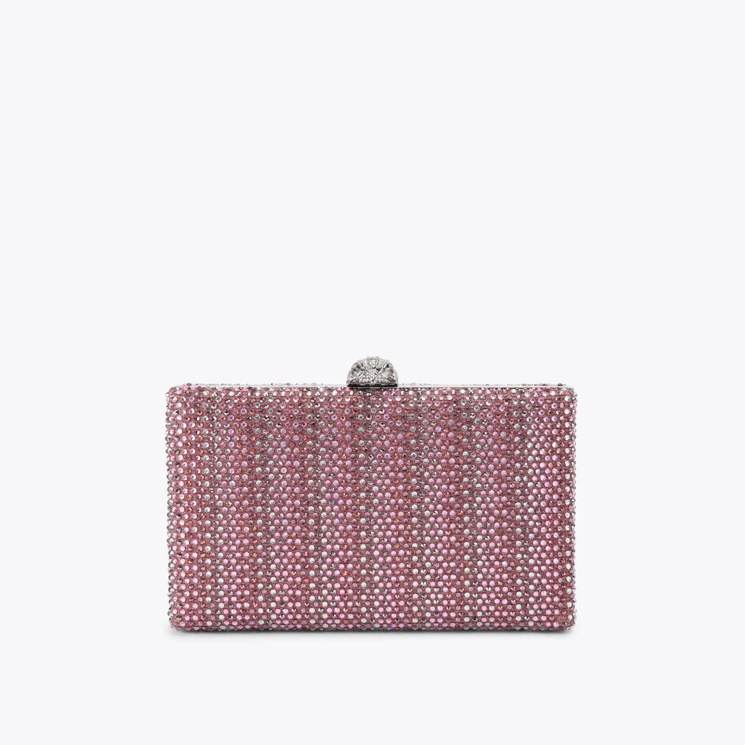 Kurt Geiger, Crystal Kensington Clutch Bag in Pink Combination
