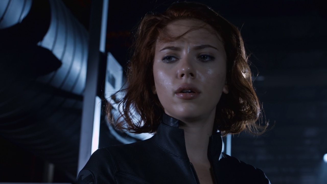 Black Widow sweating after fighting Hawkeye