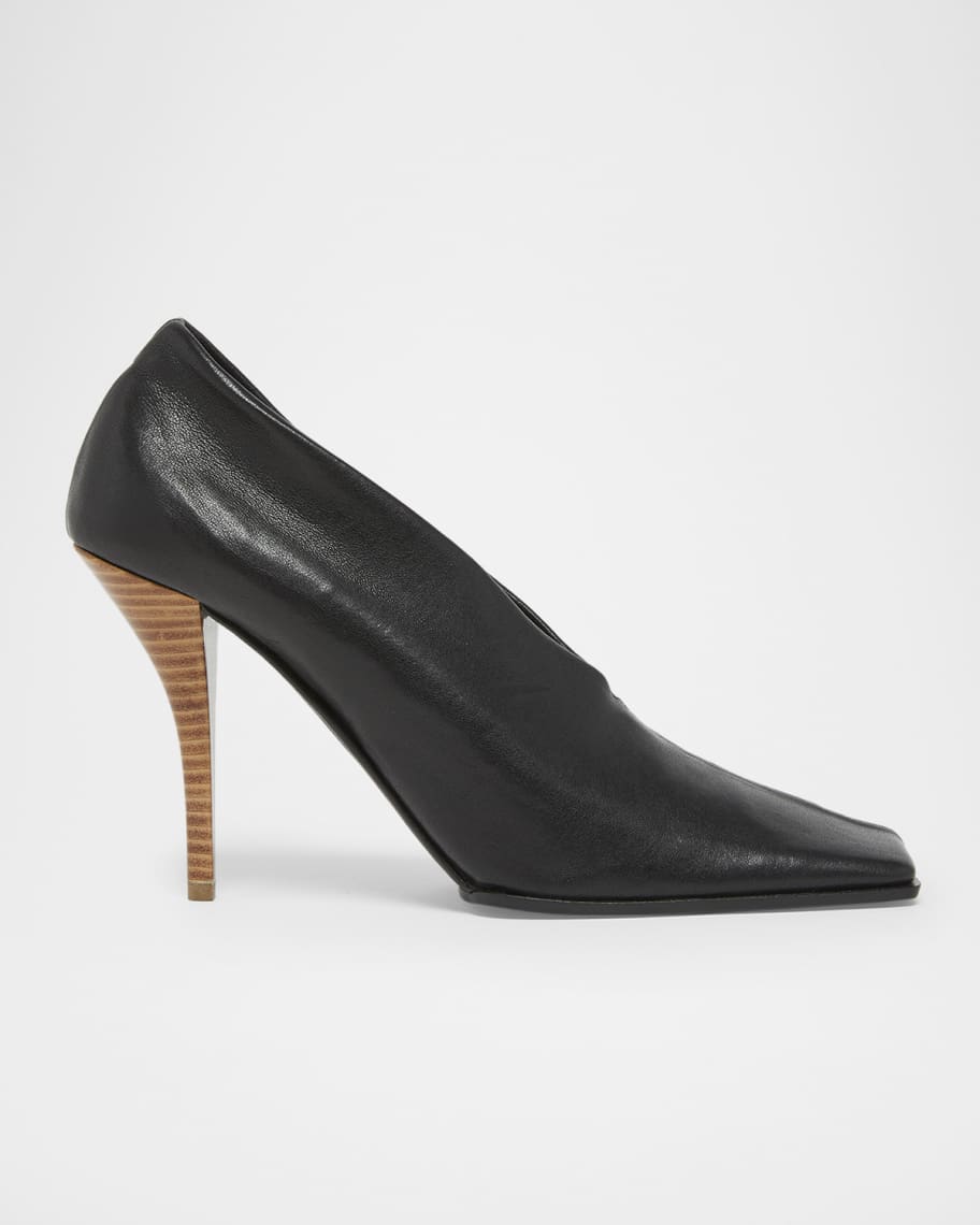 90mm Square-Toe Leather Pumps