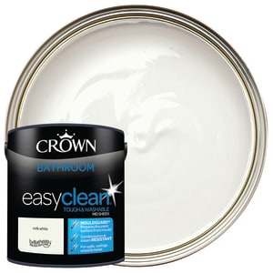 Crown Easyclean Mid Sheen Emulsion Bathroom Paint - Milk White - 2.5l