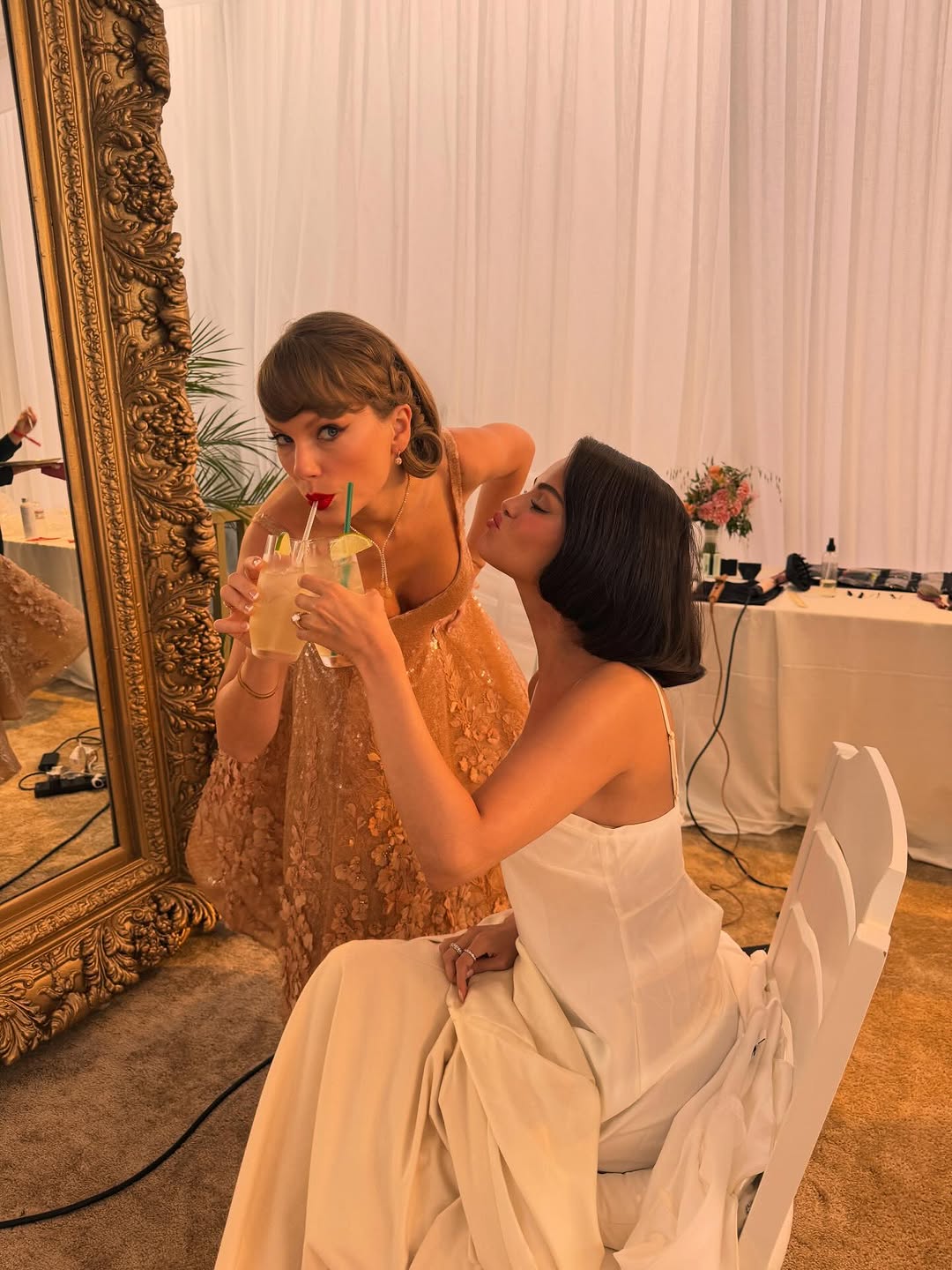 Selena Gomez shared close ups of Taylor Swift&#039;s wedding guest dress