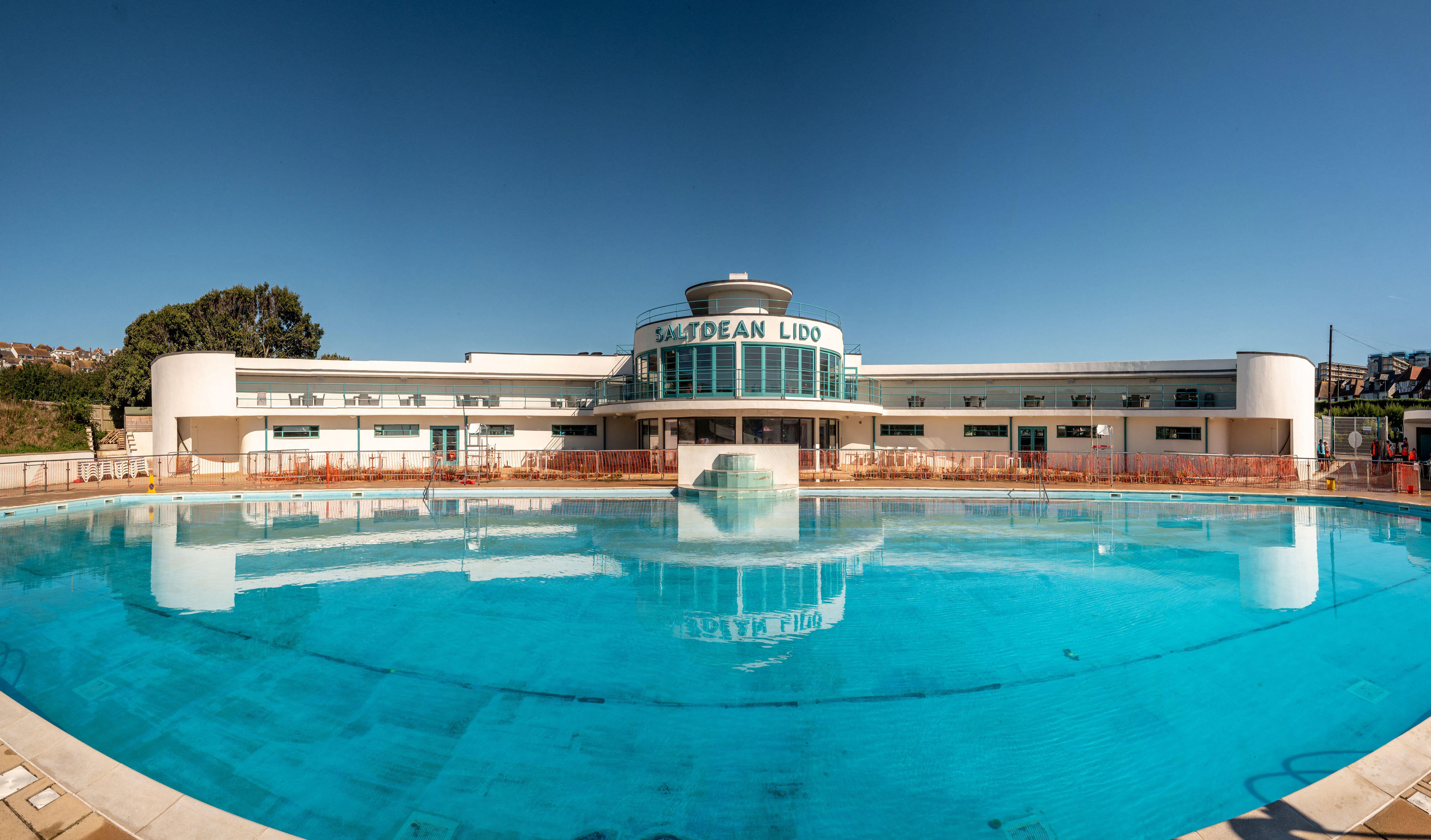 The newly refurbished Saltdean Lido, viewed from the pool