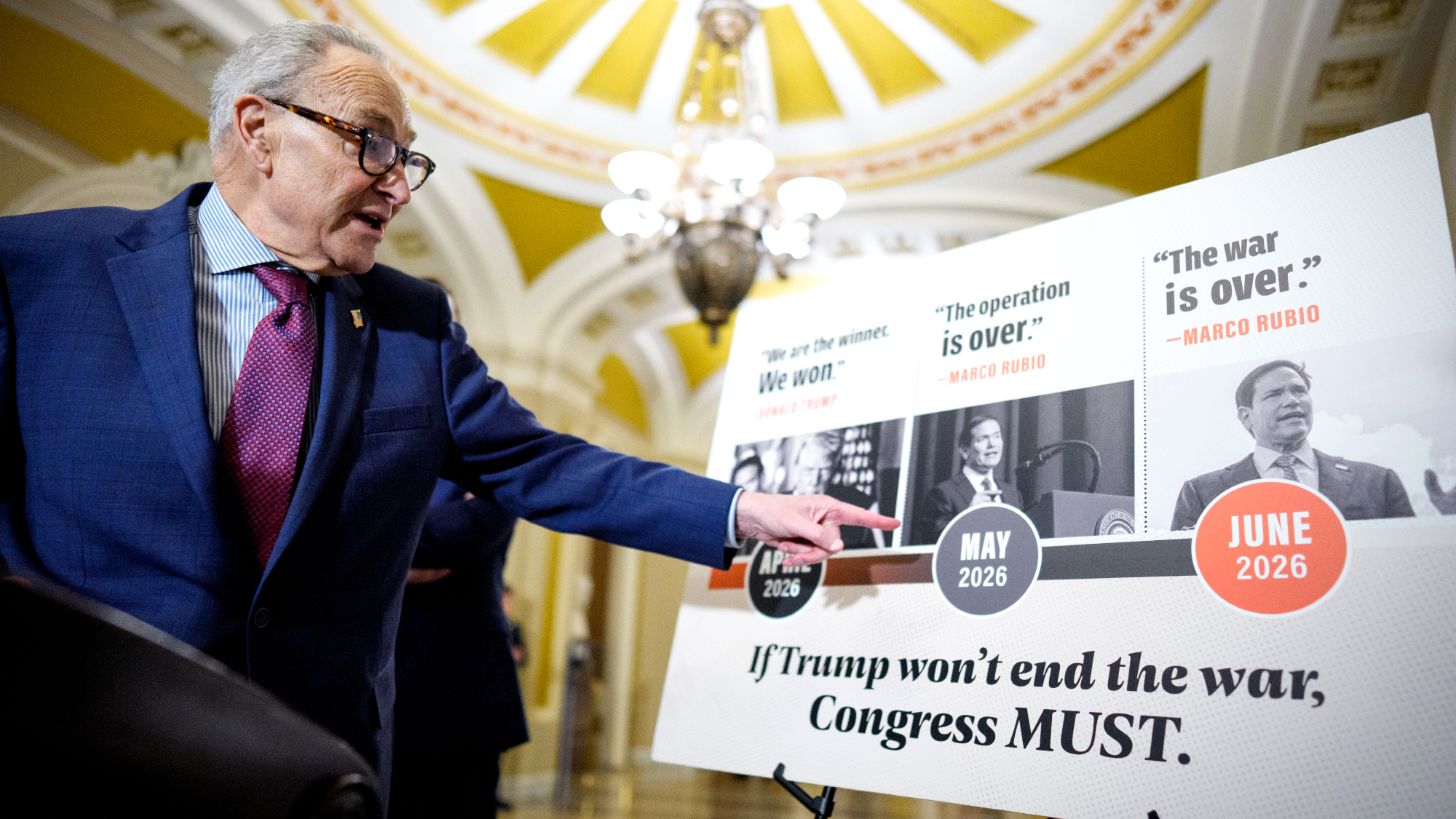 Senate Minority Leader Chuck Schumer (D-N.Y.) advocates for Senate war powers resolution