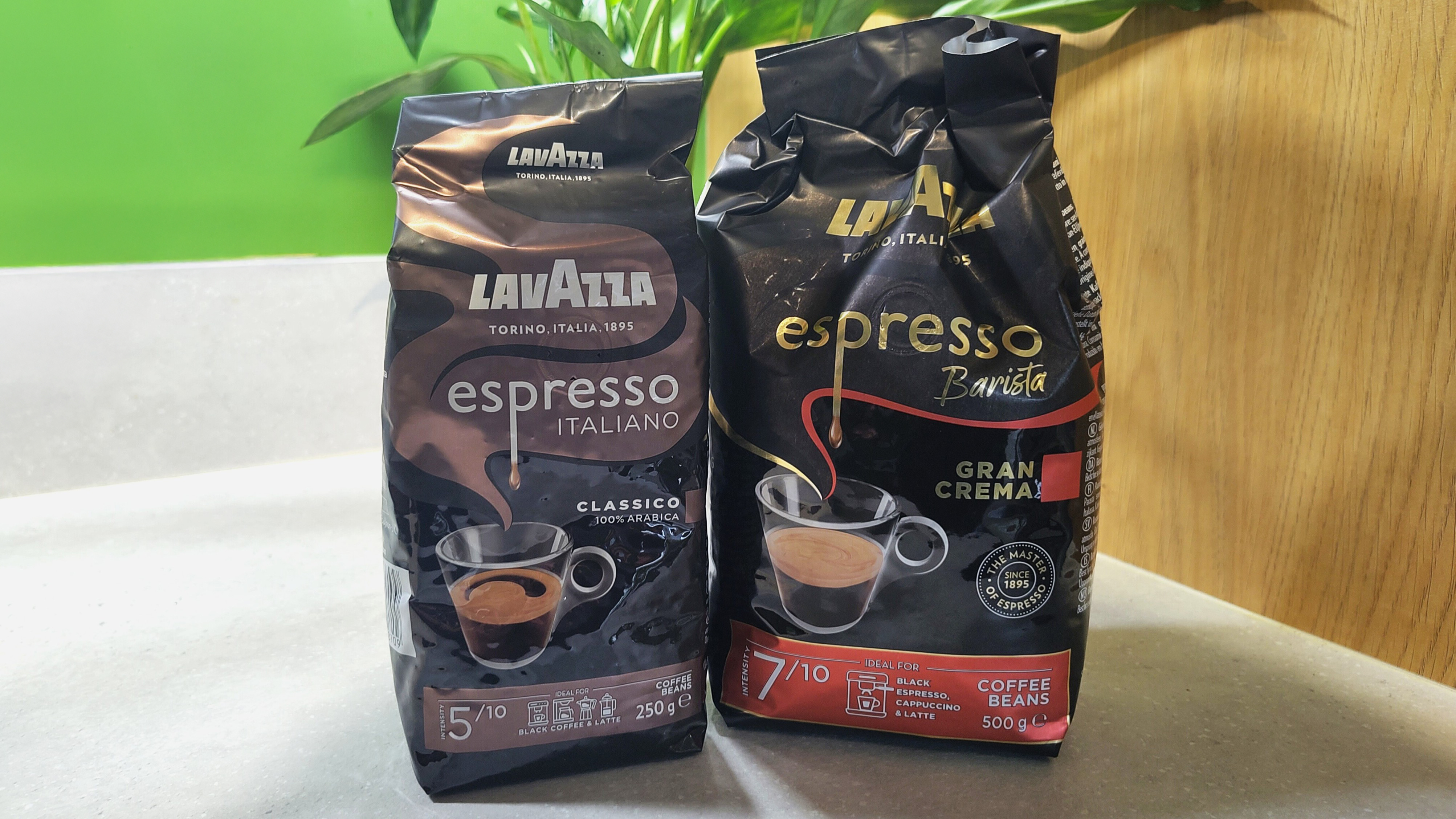 Two bags of Lavazza coffee beans