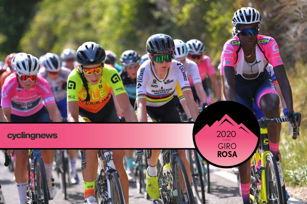 ARCIDOSSO, ITALY - SEPTEMBER 12: Annemiek Van Vleuten of The Netherlands and Team Mitchelton - Scott / Teniel Campbell of Trinidad and Tobago and Team Valcar - Travel &amp; Service / during the 31st Giro d&#039;Italia Internazionale Femminile 2020, Stage 2 a 124,8km stage from Civitella Paganico to Arcidosso / @GiroRosaIccrea / #GiroRosa / on September 12, 2020 in Arcidosso, Italy. (Photo by Luc Claessen/Getty Images)