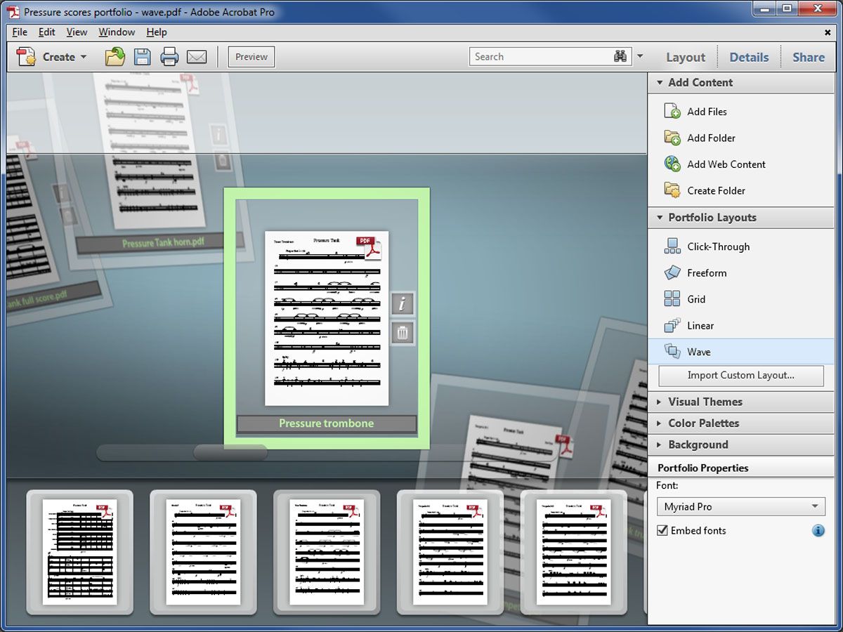 Designing a layout for a PDF Portfolio