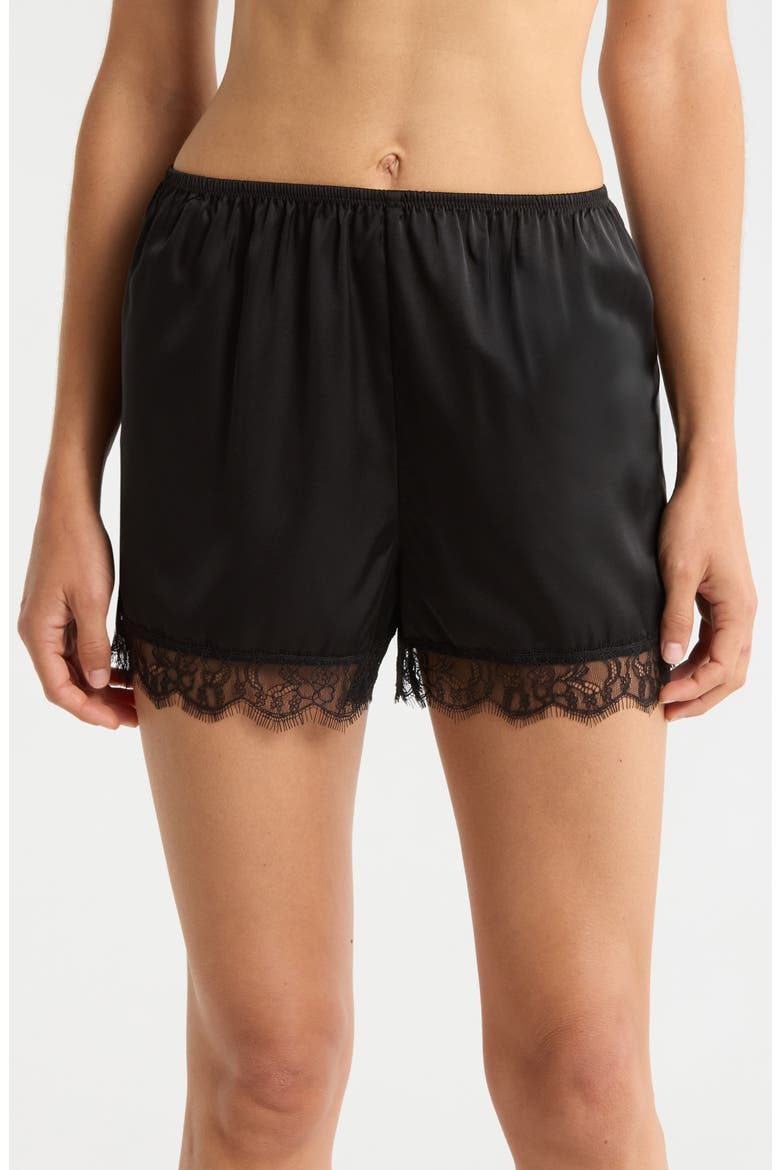 Scalloped Lace Trim Satin Tap Shorts