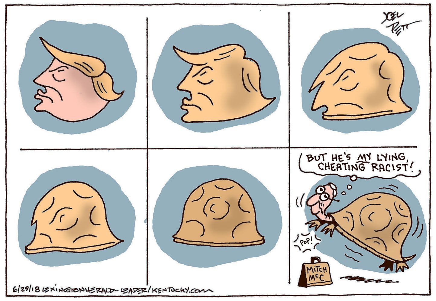 Political Cartoon U.S. Trump Mitch McConnell turtle racist The Week