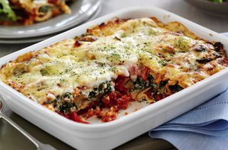 Spinach, tomato and red pepper cannelloni