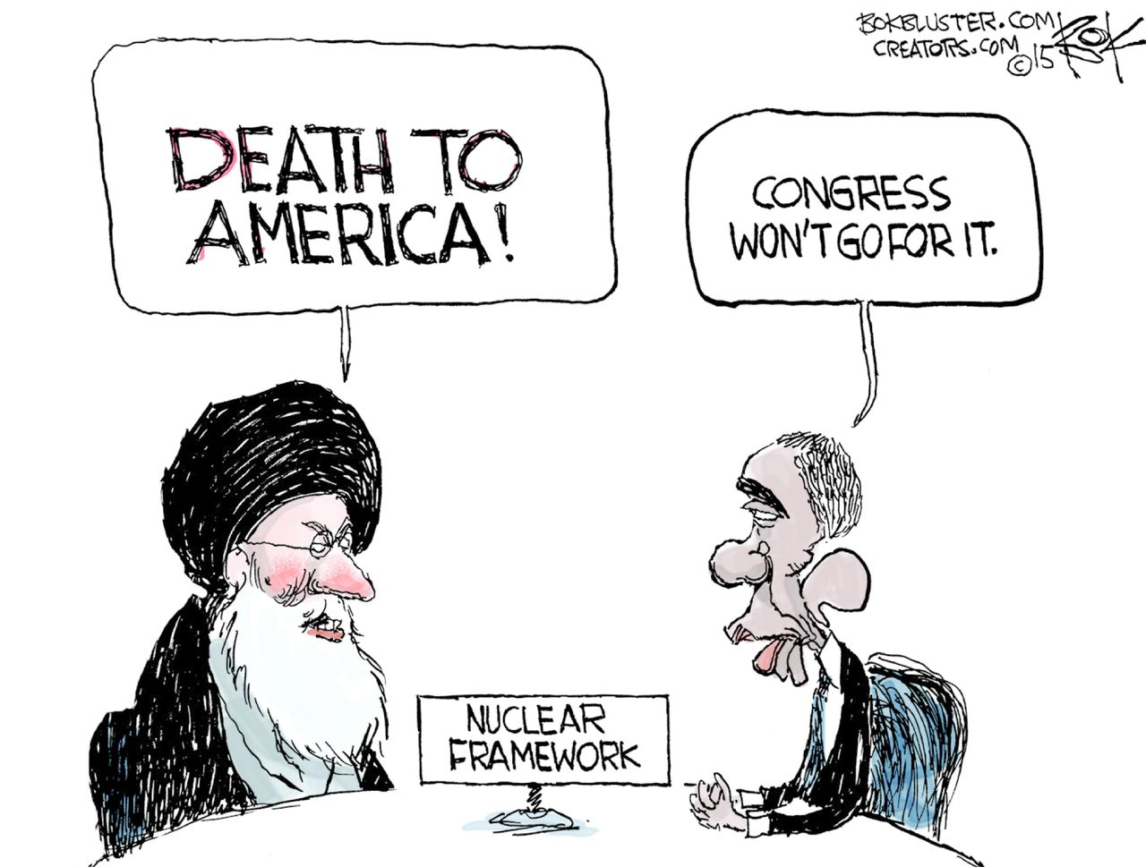 Obama cartoon U.S. Iran deal congress world