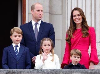 The Wales family on the balcony at Buckingham Palace