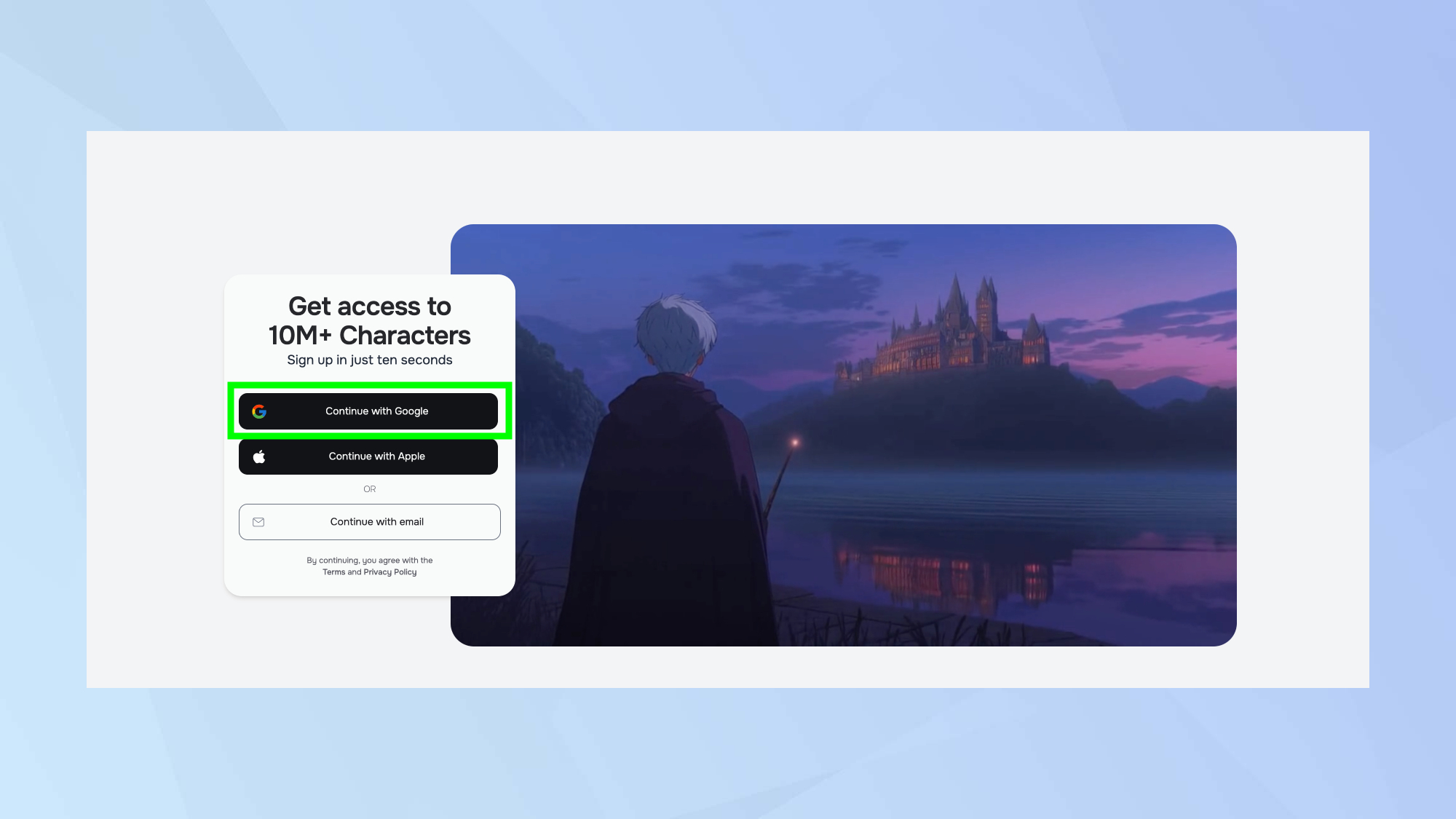 Character AI sign in
