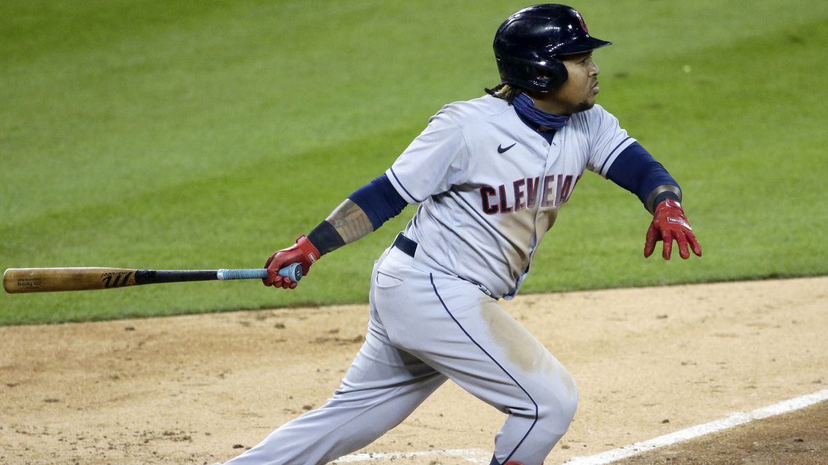 José Ramírez of the Cleveland Indians gets a hit