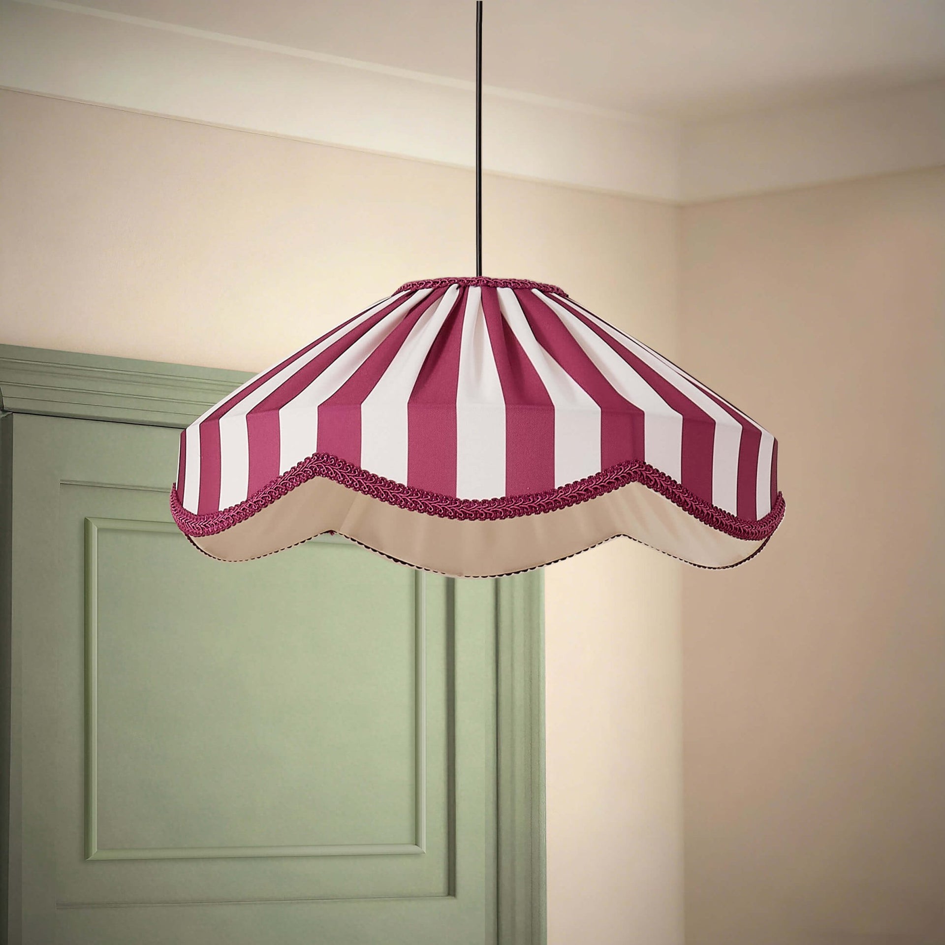 Elliot Linen Scallop Stripe Ceiling Shade - Plum