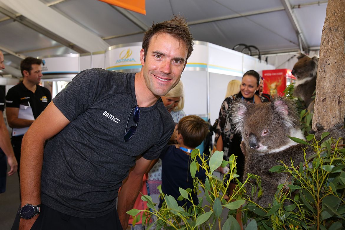 Amael Moinard with a koala