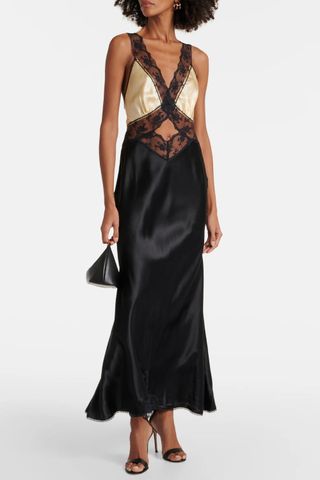 SIR Aries lace-trimmed cutout silk maxi dress