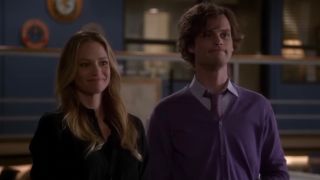 jj and reid standing next to each other on criminal minds.