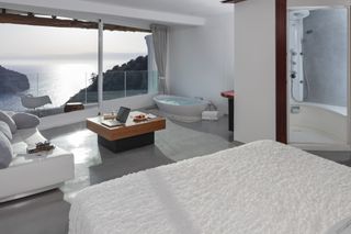 Guestroom at Hacienda Na Xamena hotel, Ibiza, Spain