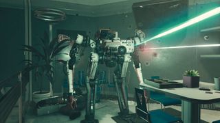 Starfield skills - a large bipedal robot shoots lasers from its chest