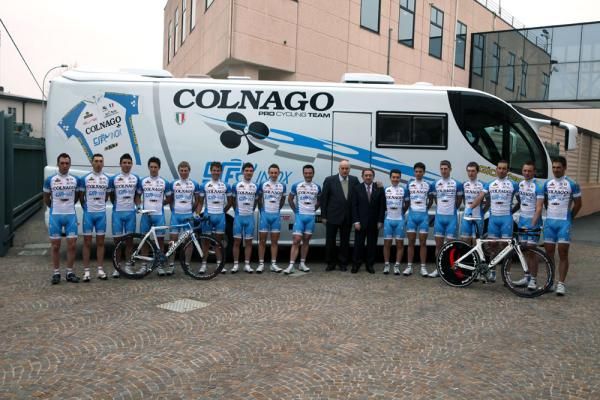 Colnago-CSF Inox poses in front of the team bus