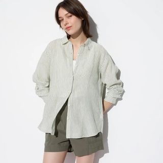 UNIQLO, 100% Premium Linen Striped Shirt