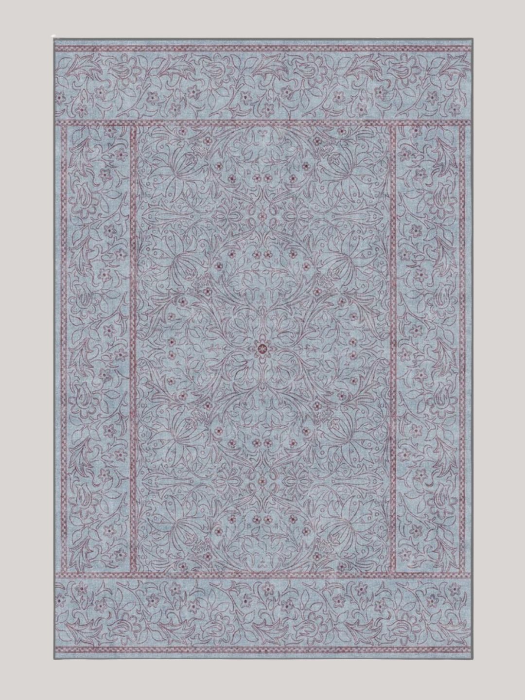 Ruggable x Morris &amp;amp; Co., Walthamstow Slate Blue &amp;amp; Burgundy Rug