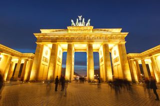 The Brandenburg Gate is a former city gate in Berlin that was rebuilt in the 1700s as a triumphal arch.