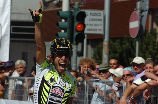 Italy's Giovanni Visconti (ISD) wins the Coppa Agostoni in Lissone.