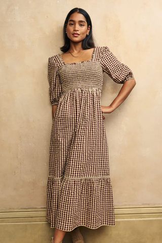 Nobody's Child Brown Gingham Elsa Midi Dress