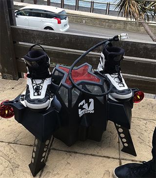 The "Flyboard Air" hoverboard was developed by Zapata Racing.