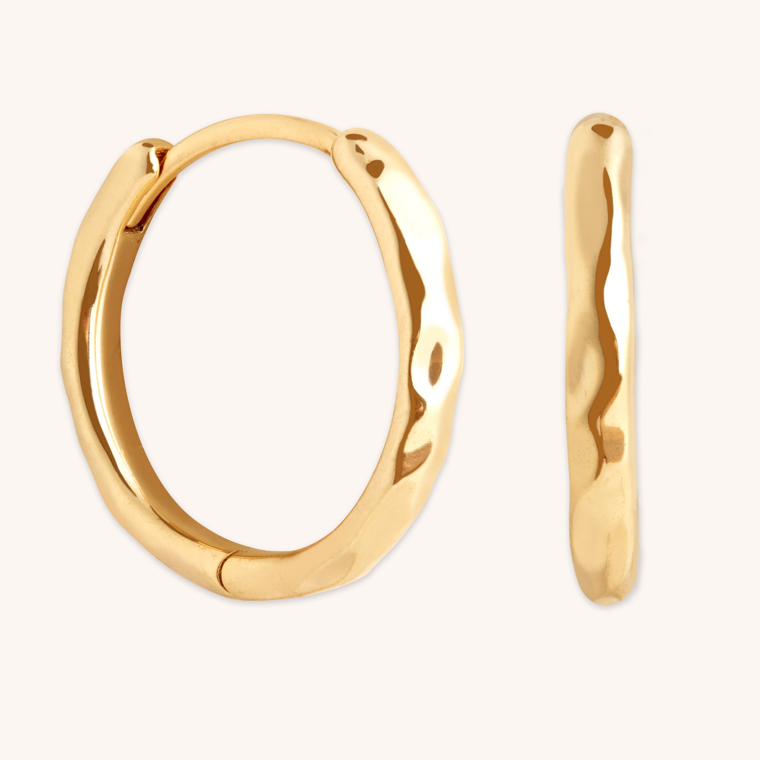 Molten Textured Hoops in Gold