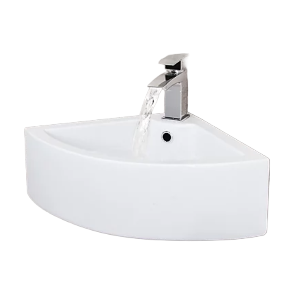 Nes Home Tulla 670 x 470mm Cloakroom Large Quarter Circle Corner Wall Hung Basin Sink