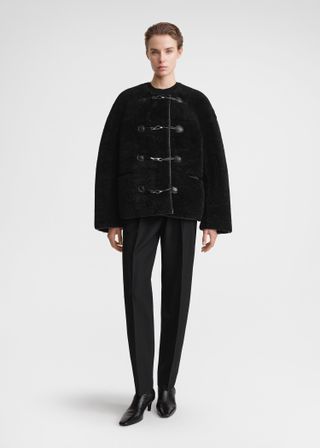 Teddy Shearling Clasp Jacket Black