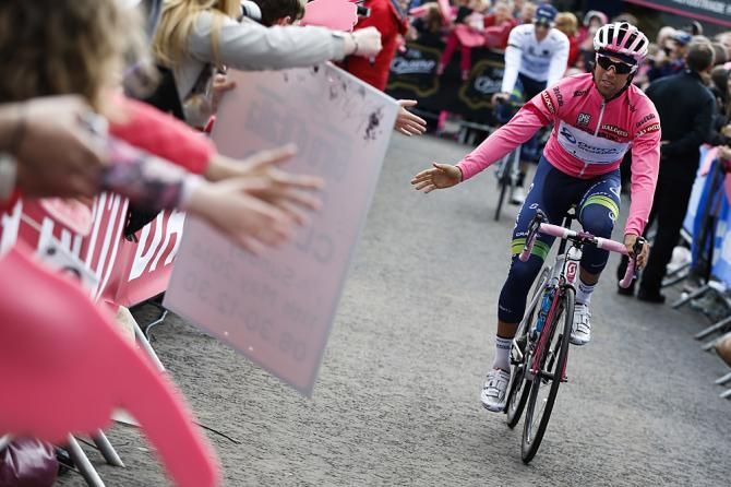 Michael Matthews (Orica-GreenEdge) rides up for his first day in the maglia rosa