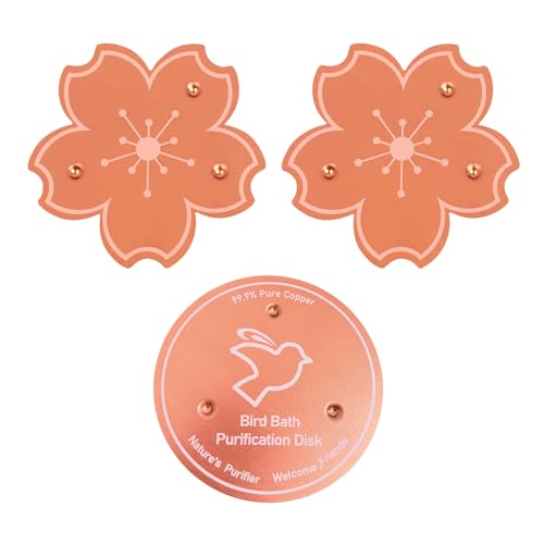 Seesuno 3 Pcs Bird Bath Copper Disk, Bird Bath Purification Disc for Physical Clean Water All Season Outdoor Birdbaths