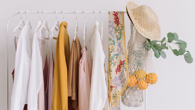 clothes on a hanging rail