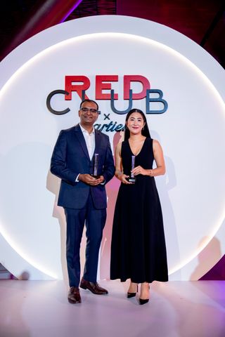 A photo of Red Club x Cartier Young Leaders Award 2024 winners Suraj Nandakumar and Didi Gan