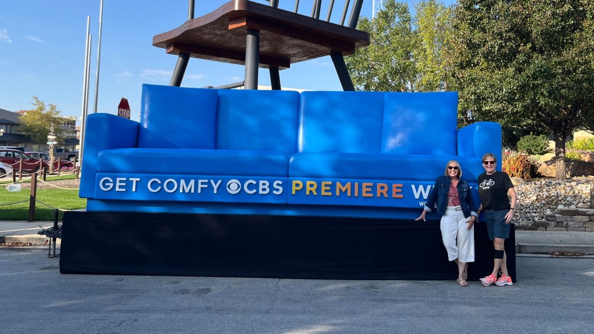 Comfy Blue Sofa from CBS&#039; national tour