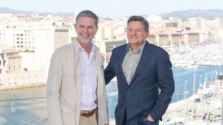 Netflix co-founder and CEO Reed Hastings and Netflix Chief Content Officier Ted Sarandos attends the "Marseille" Netflix TV Serie Wold Premiere At Palais Du Pharo In Marseille on May 4, 2016 in Marseille, France.