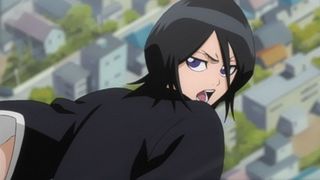 Rukia looking angry in Bleach