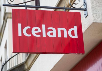 Iceland store sign on wall outside High Street shop