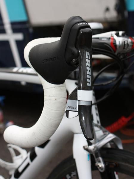 Contador's SRAM Red group gets a special white graphics treatment.