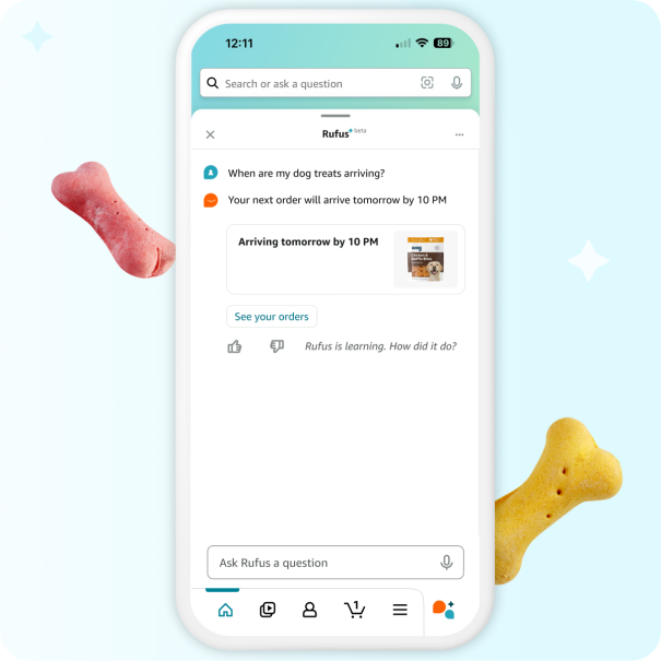 Amazon Rufus in use showcasing its ability to track orders and provide updates to users.