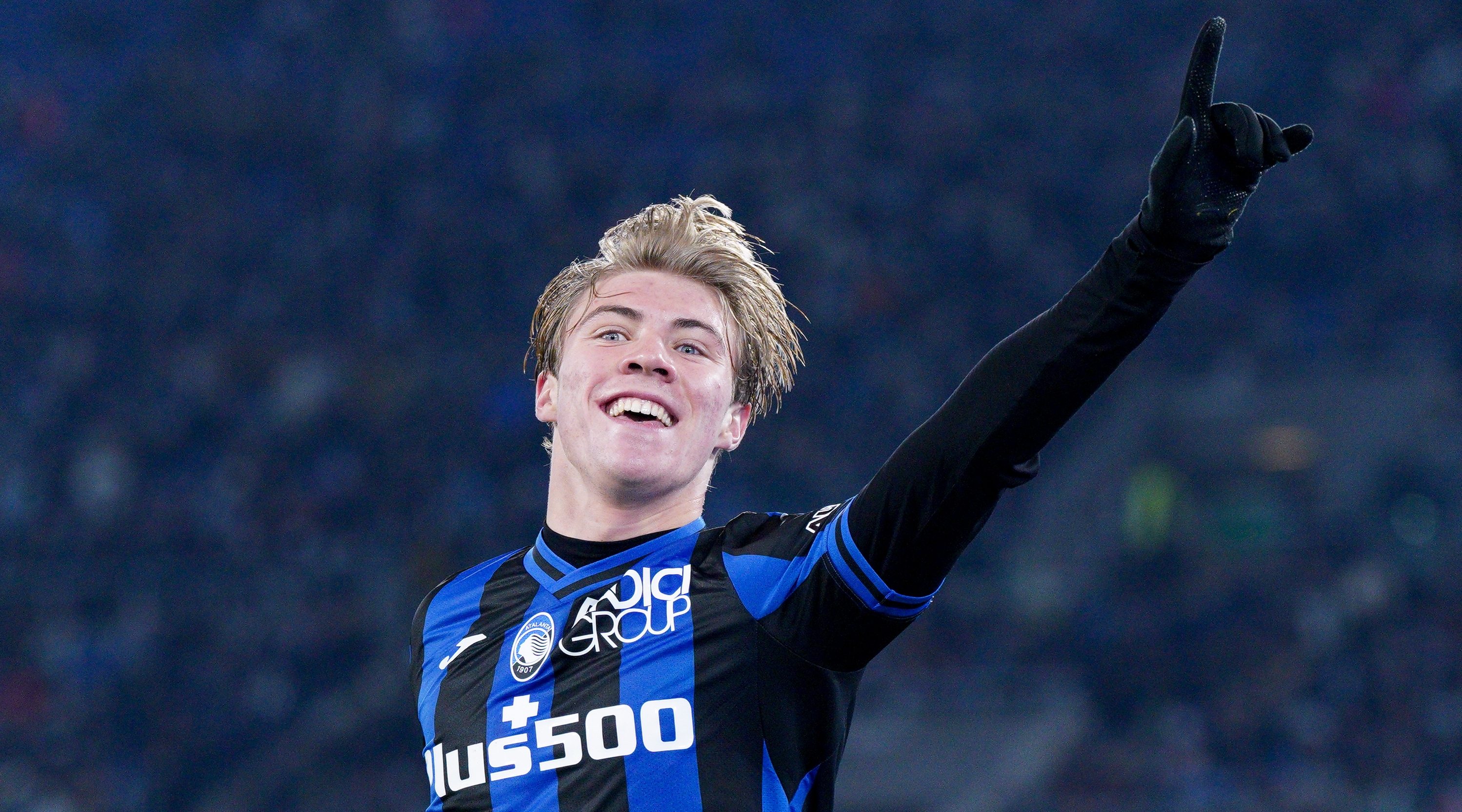 Rasmus Hojlund of Atalanta celebrates after scoring his team's second goal during the Serie A match between Lazio and Atalanta at the Stadio Olimpico on 11 February, 2023 in Rome, Italy.